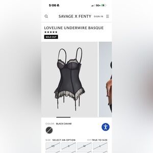 Savage X Fenty Black Lace Underwire Basque